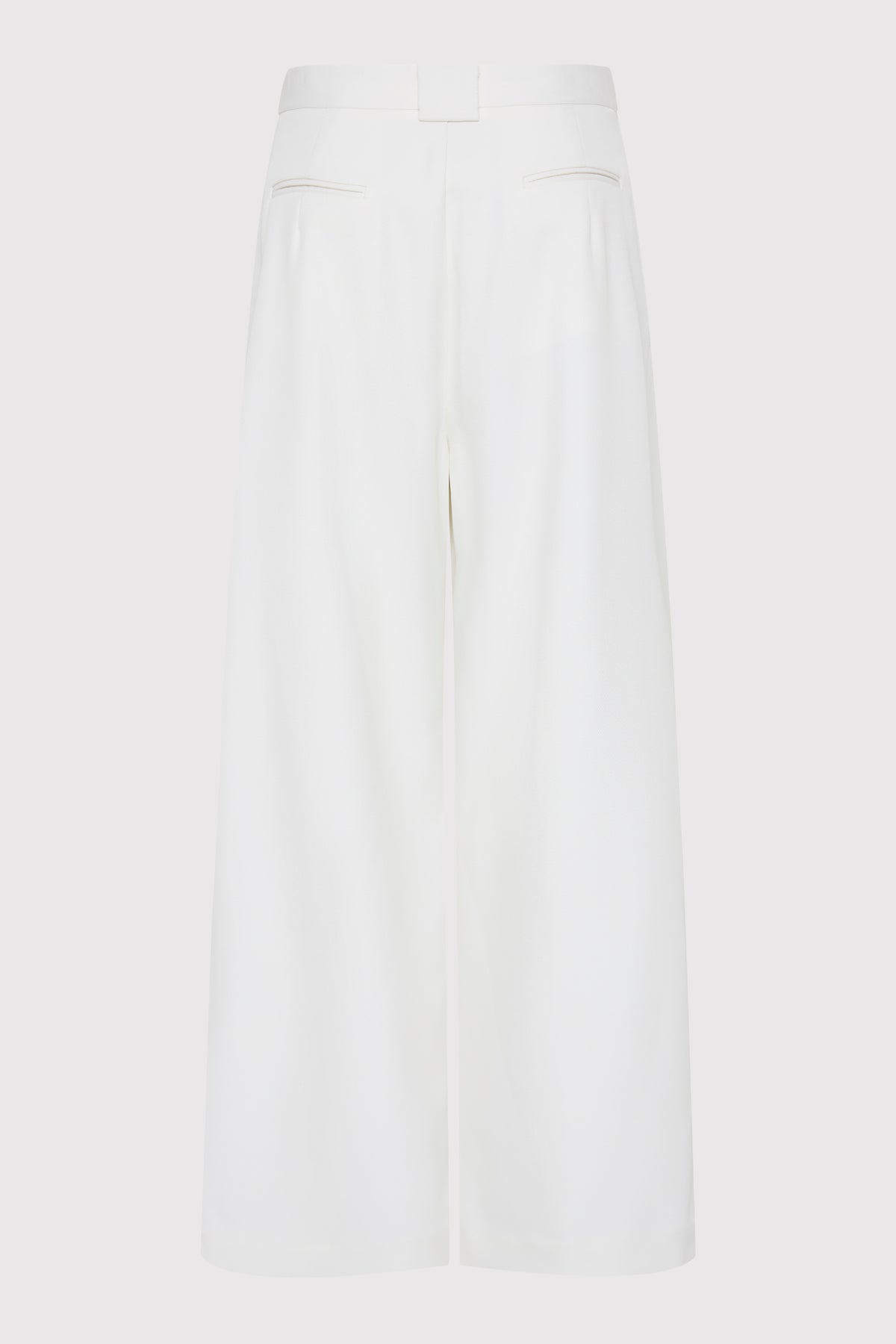 Twill Wide Leg Pleat Pants - Off White