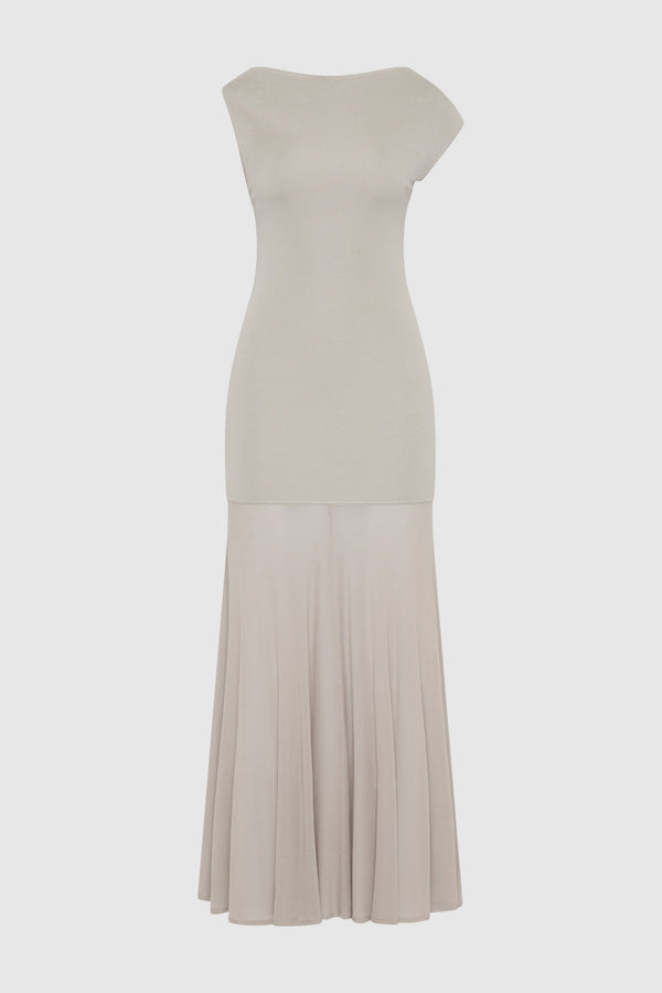Fine Jersey Circle Hem Dress - Soft Ash