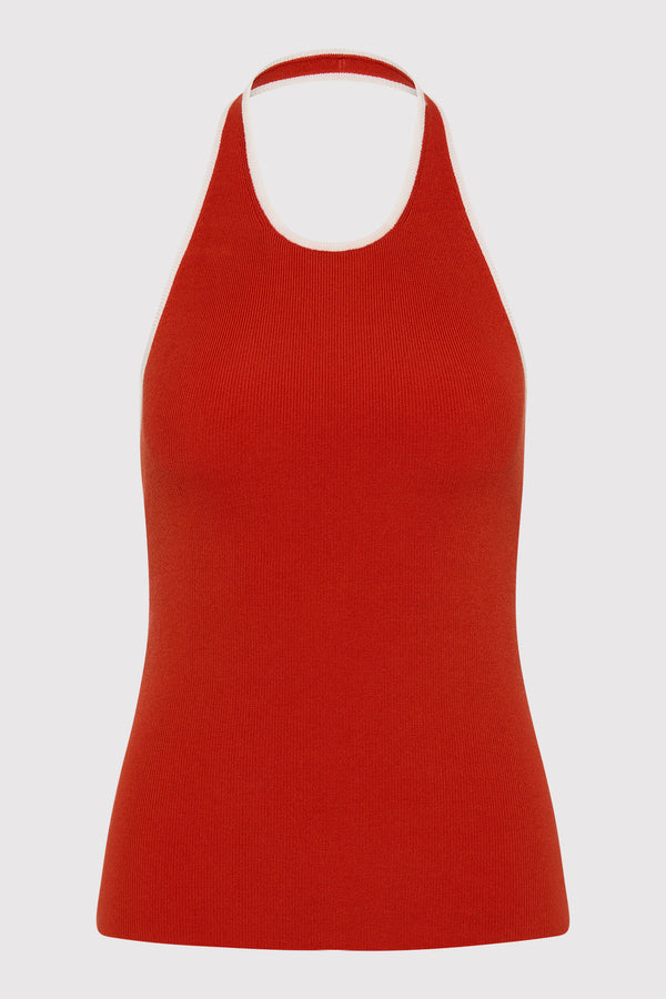 Fine Line Halter Top - Red