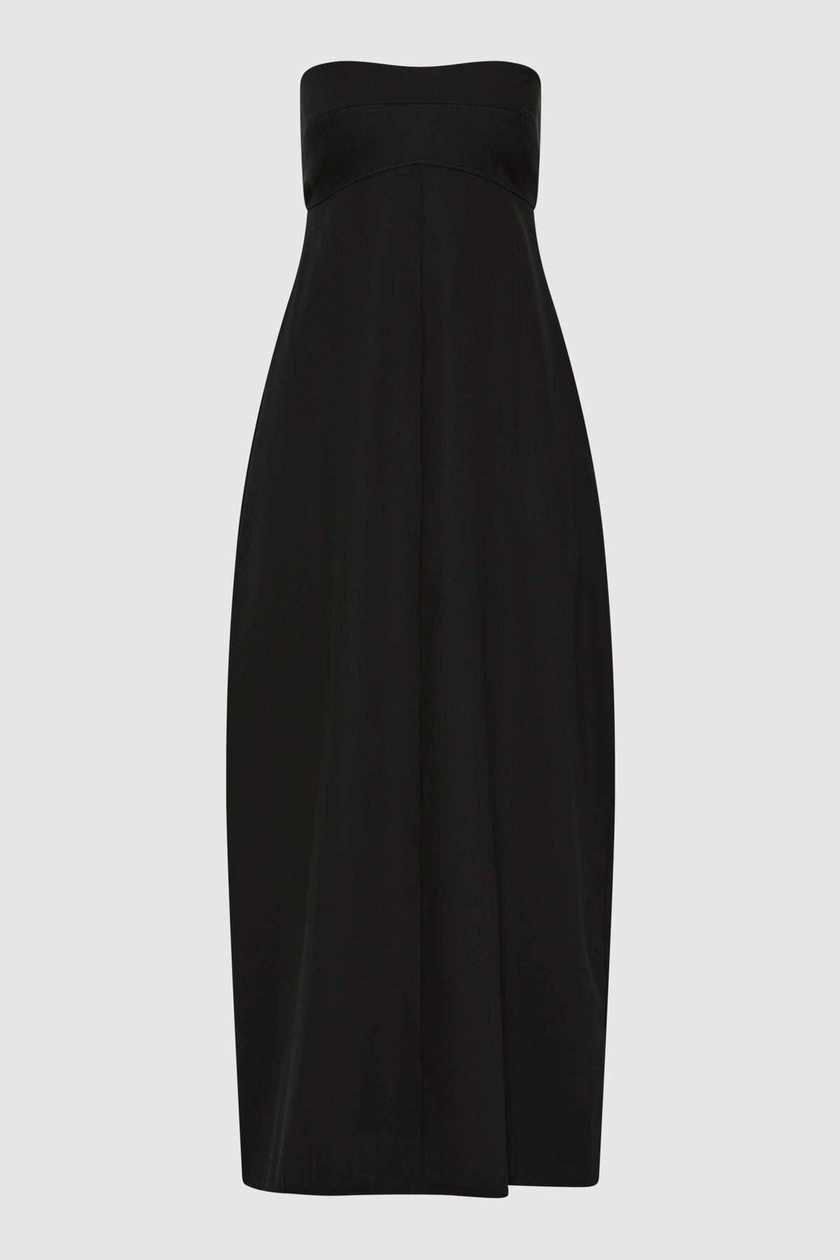 Wool Strapless Cocoon Dress - Black