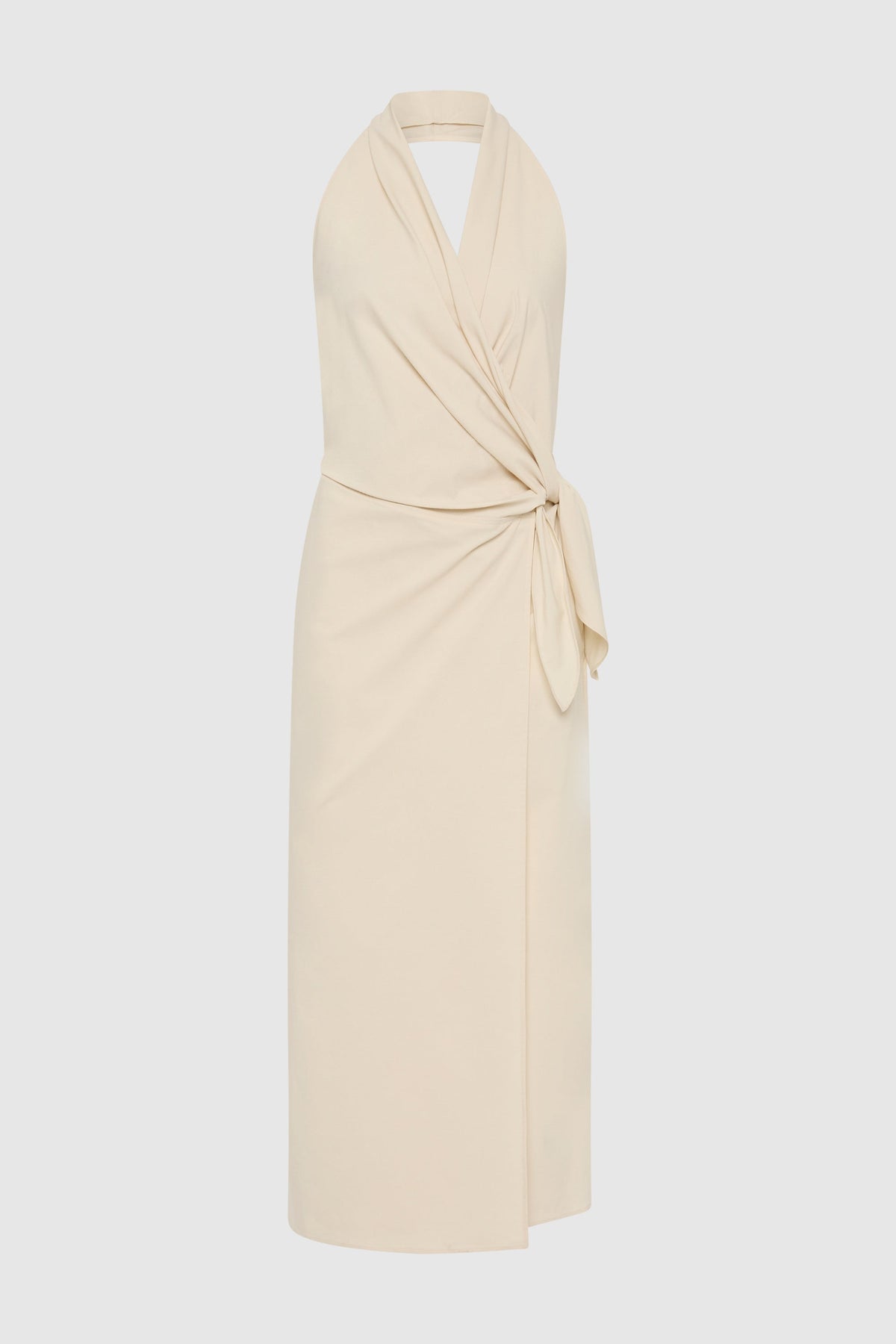 Halter Wrap Backless Dress - Porcelain