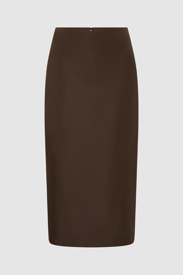 Paper Taffeta Column Skirt - Mocha