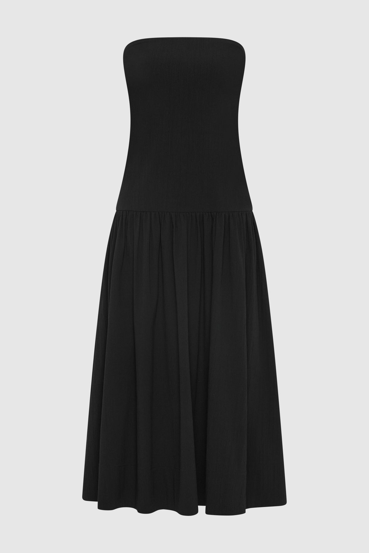 Gathered Strapless Minimal Dress - Black