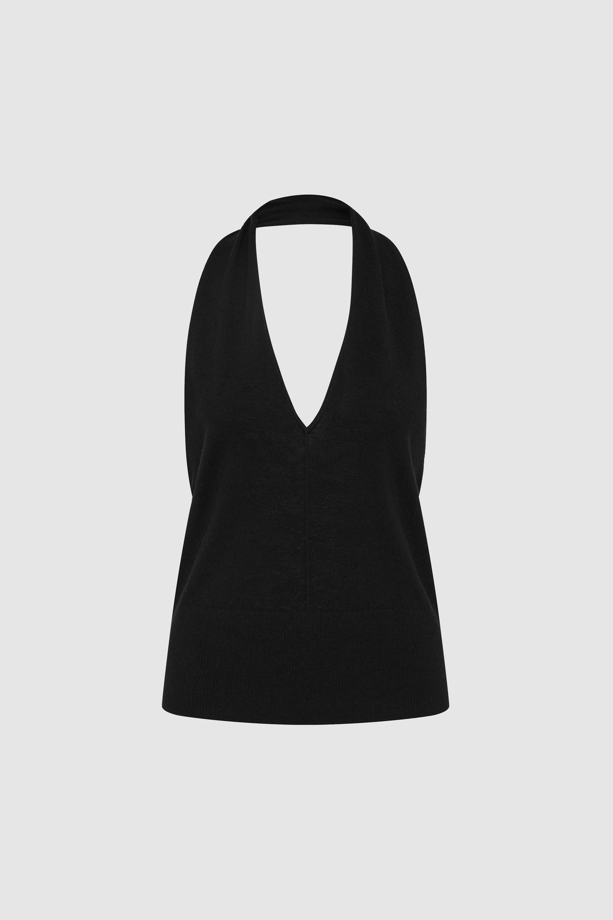 Fine Merino Halter Top - Black