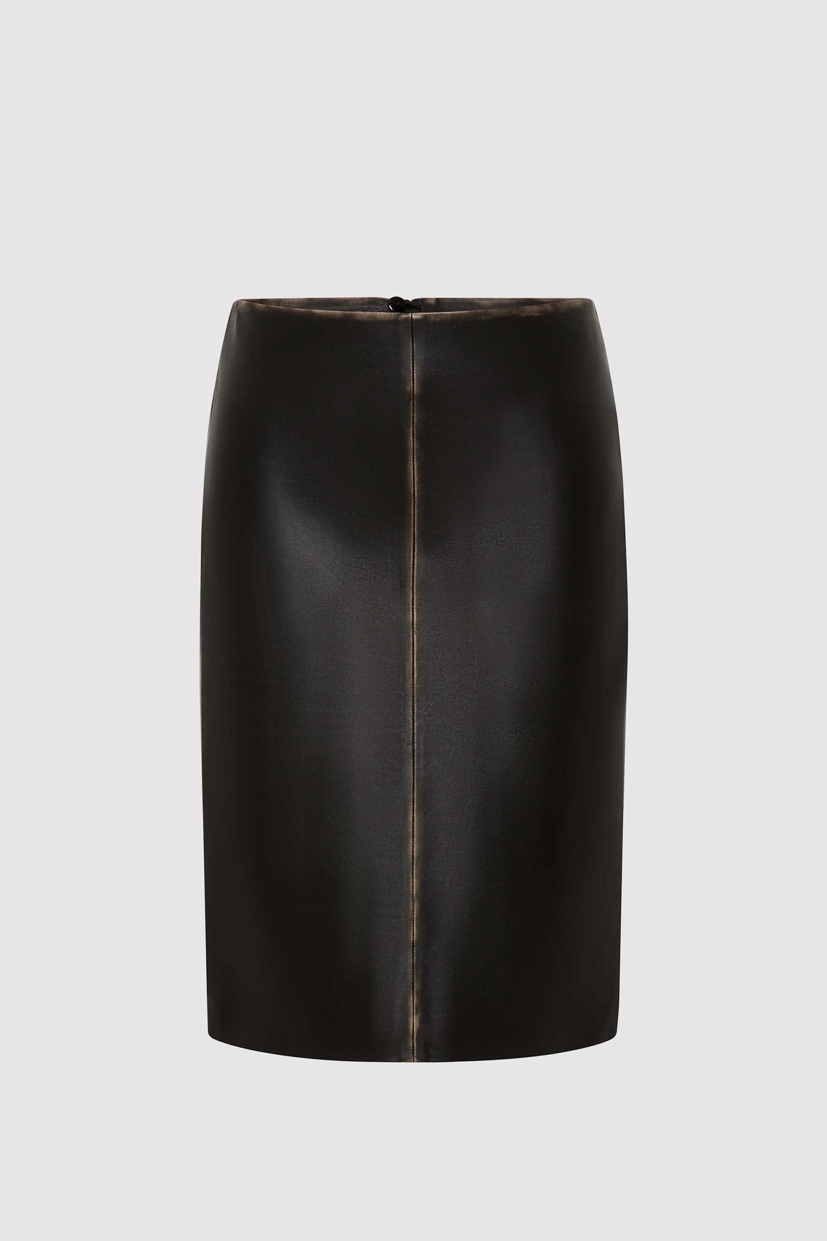 Brushed Leather Pencil Skirt - Black
