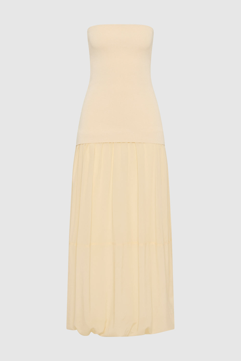 Strapless Balloon Hem Dress - Porcelain