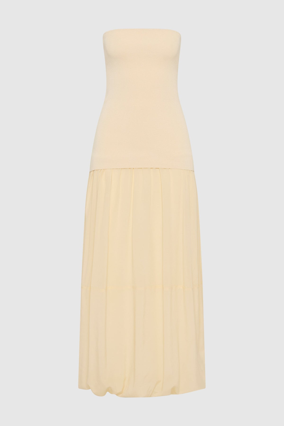 Strapless Balloon Hem Dress - Porcelain