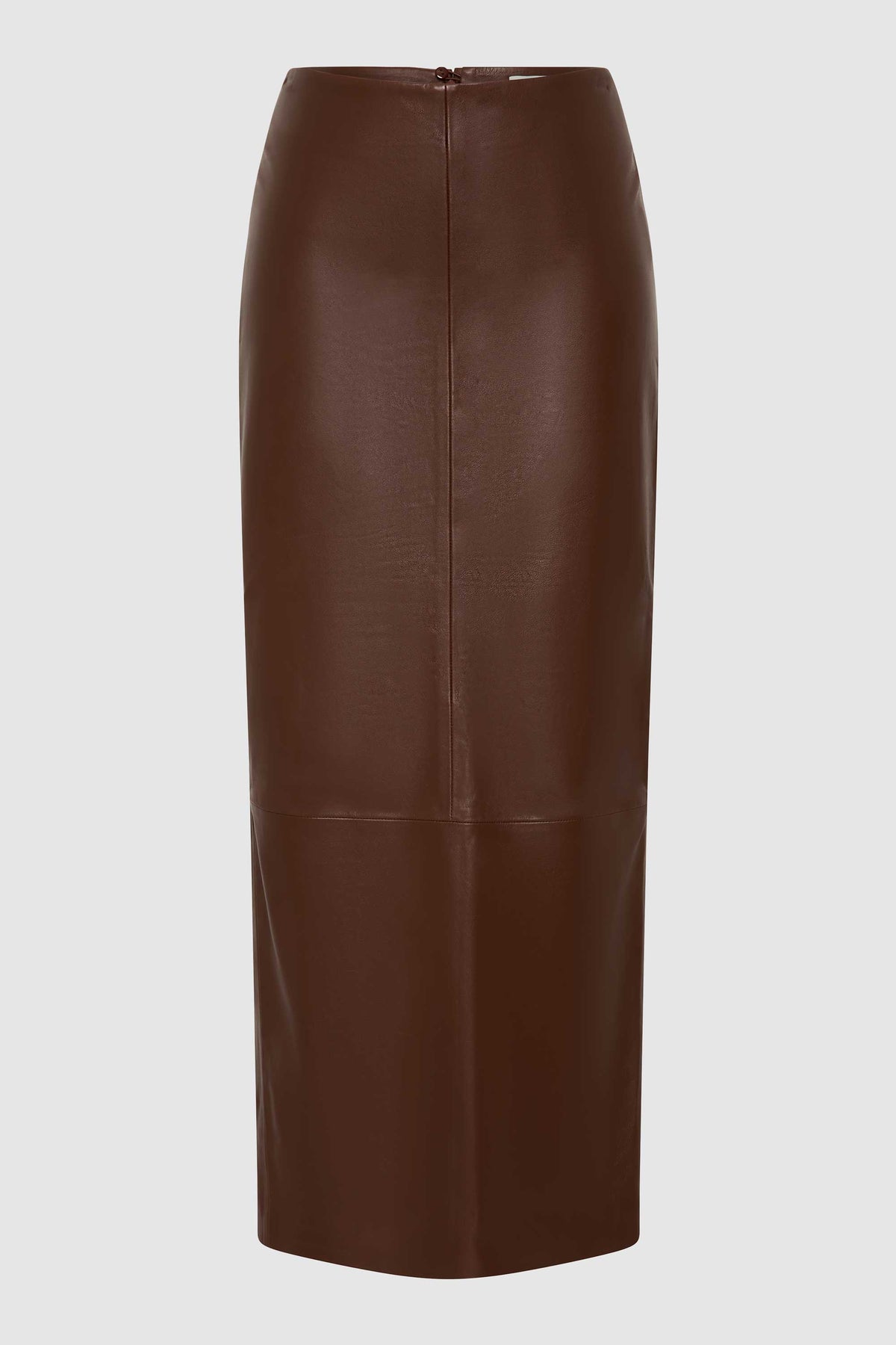 Leather Column Skirt - Rum
