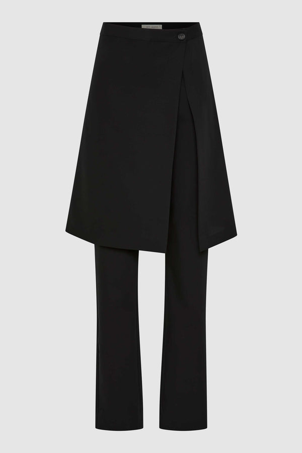 Wool Hybrid Skirt Pants - Black
