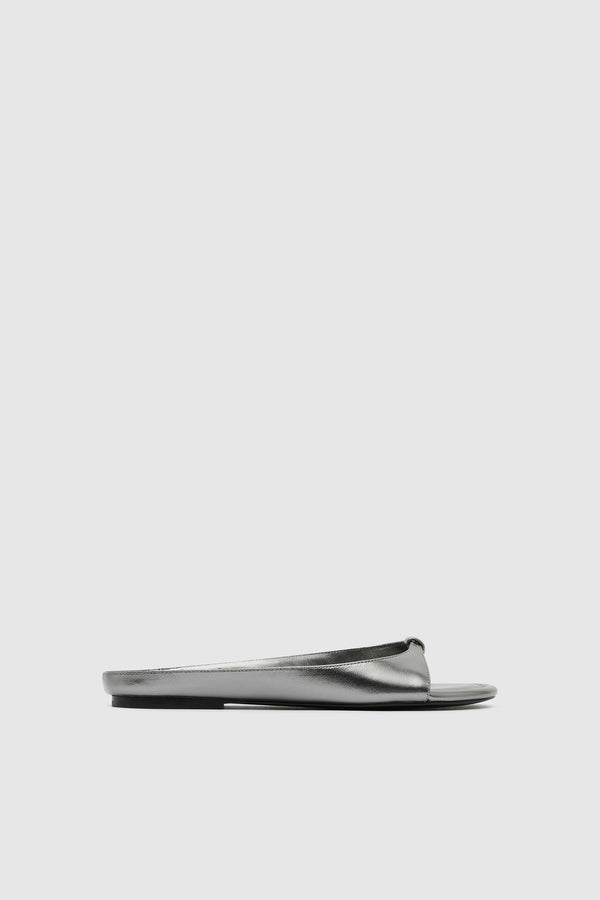 PRE-ORDER: 90s Round Toe Ballet Flat - Pewter Metallic