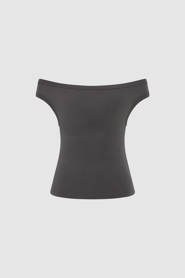 Organic Cotton Off Shoulder Top - Soot