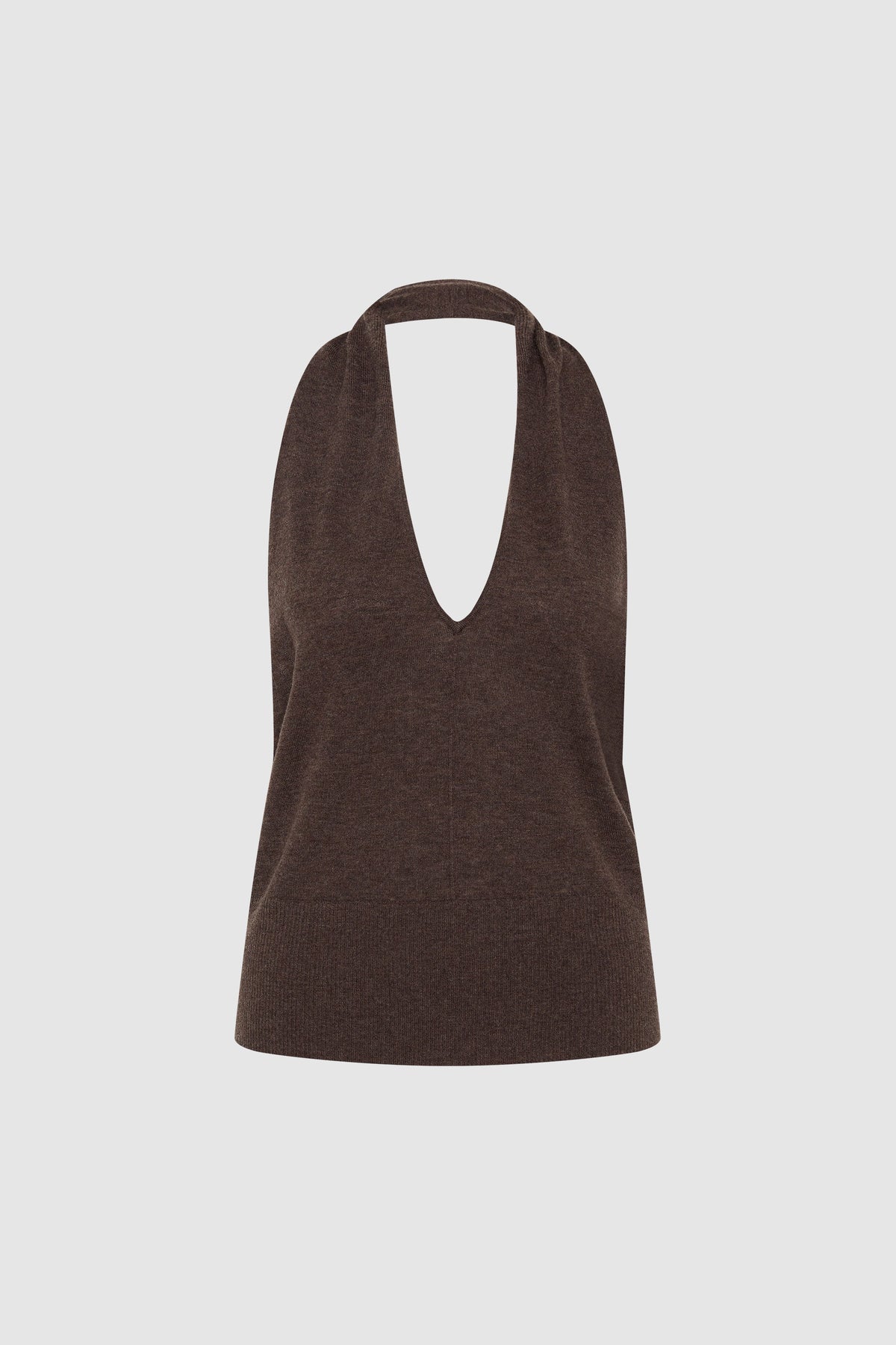Fine Merino Halter Top - Mulch