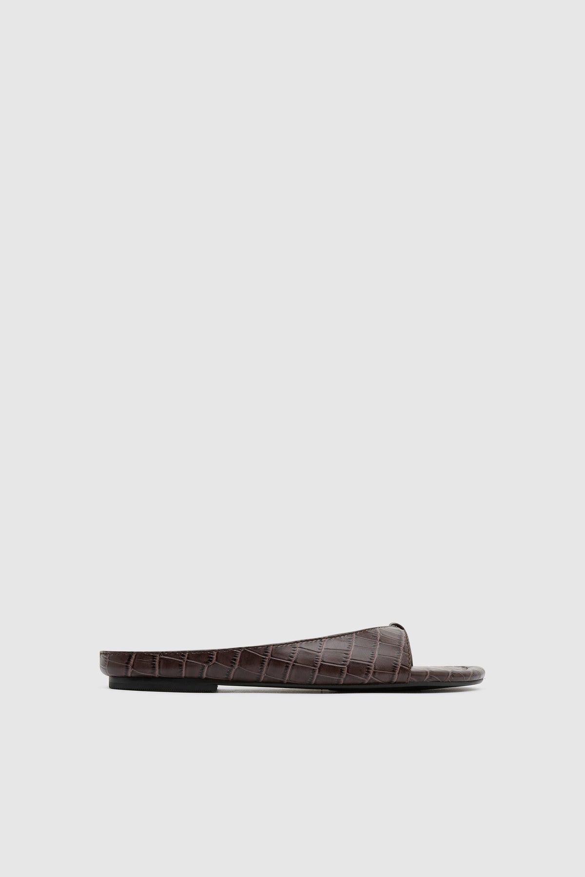 90s Round Toe Ballet Flat - Croc Embossed Coffee - Ghost