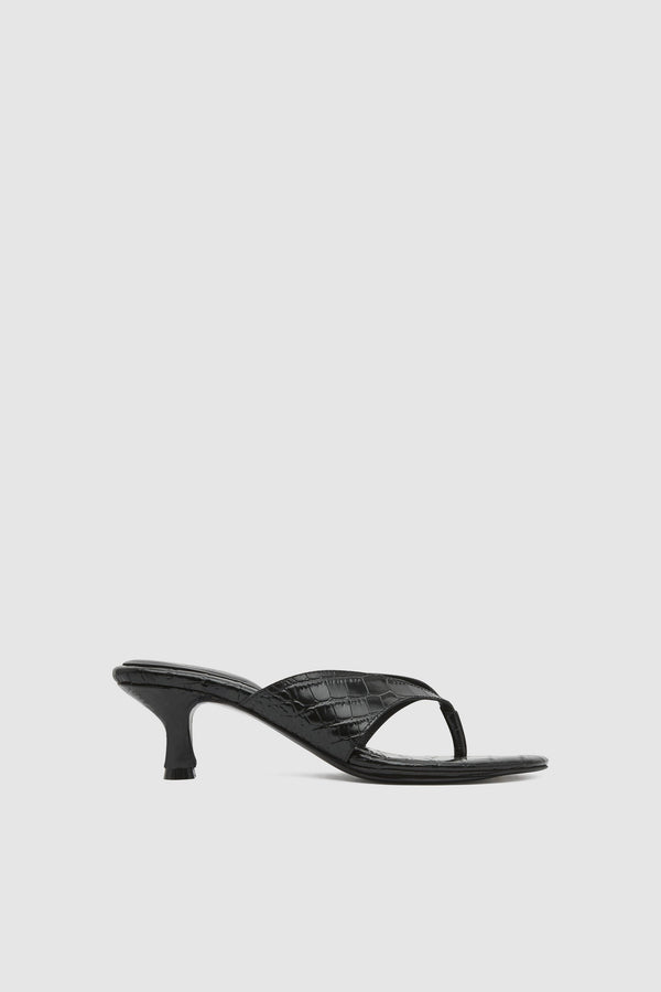 PRE-ORDER: Everyday Thong Heel 50 - Croc Embossed Black