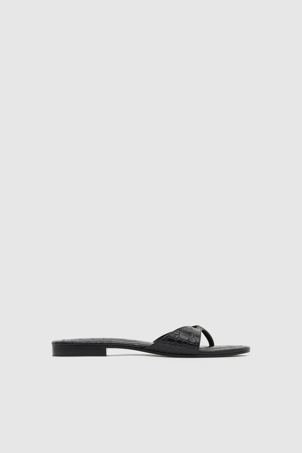 Everyday Thong - Croc Embossed Black