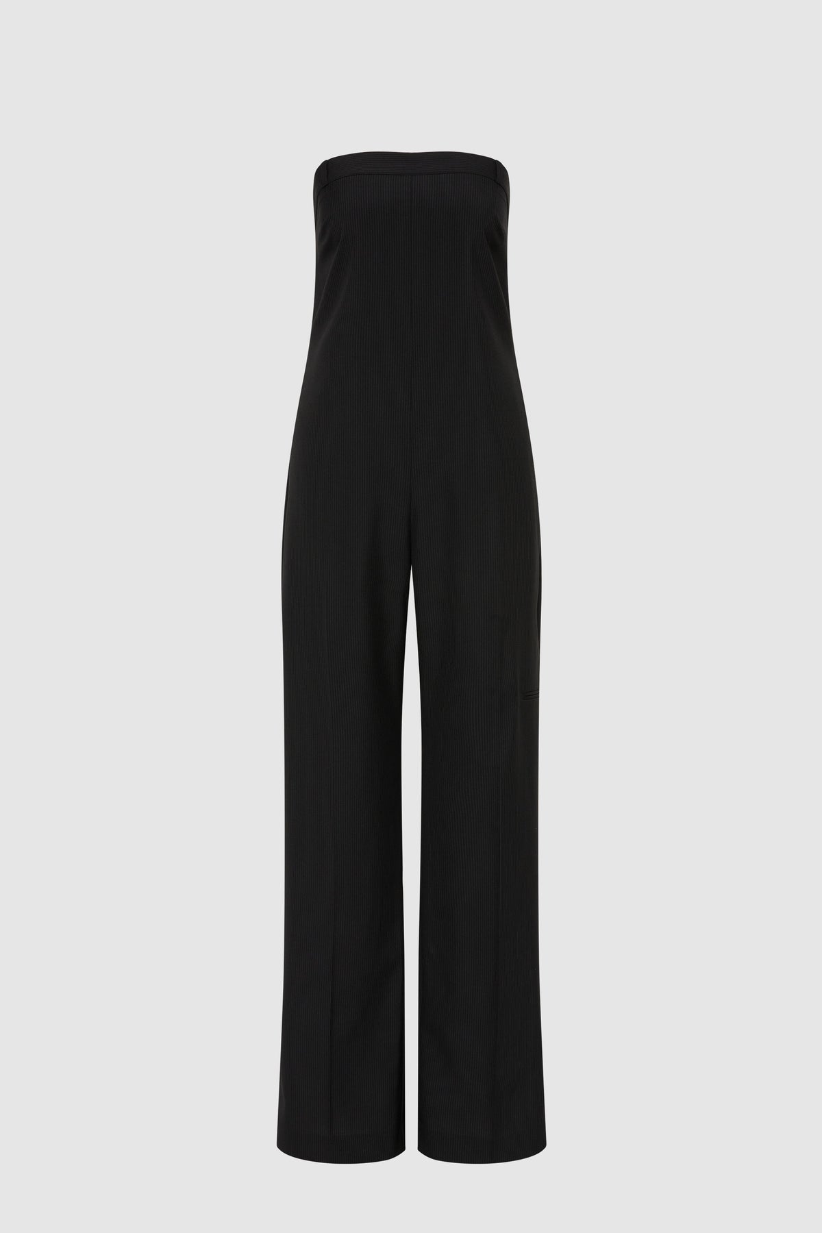 Wool Pinstripe Deconstructed Jumpsuit - Fine Pinstripe