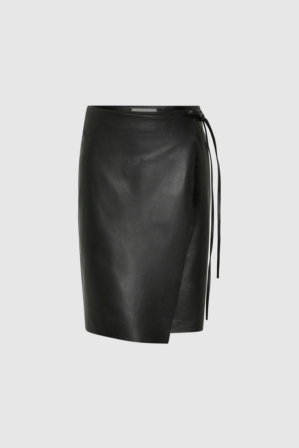 Leather Everyday Wrap Skirt - Black