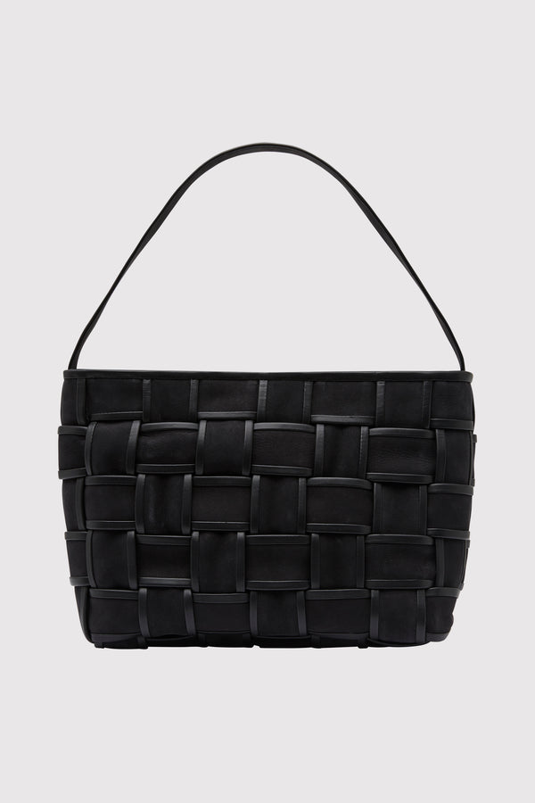 Border Woven Mini Tote - Black