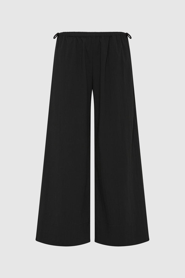 Cropped Drawstring Pants - Black
