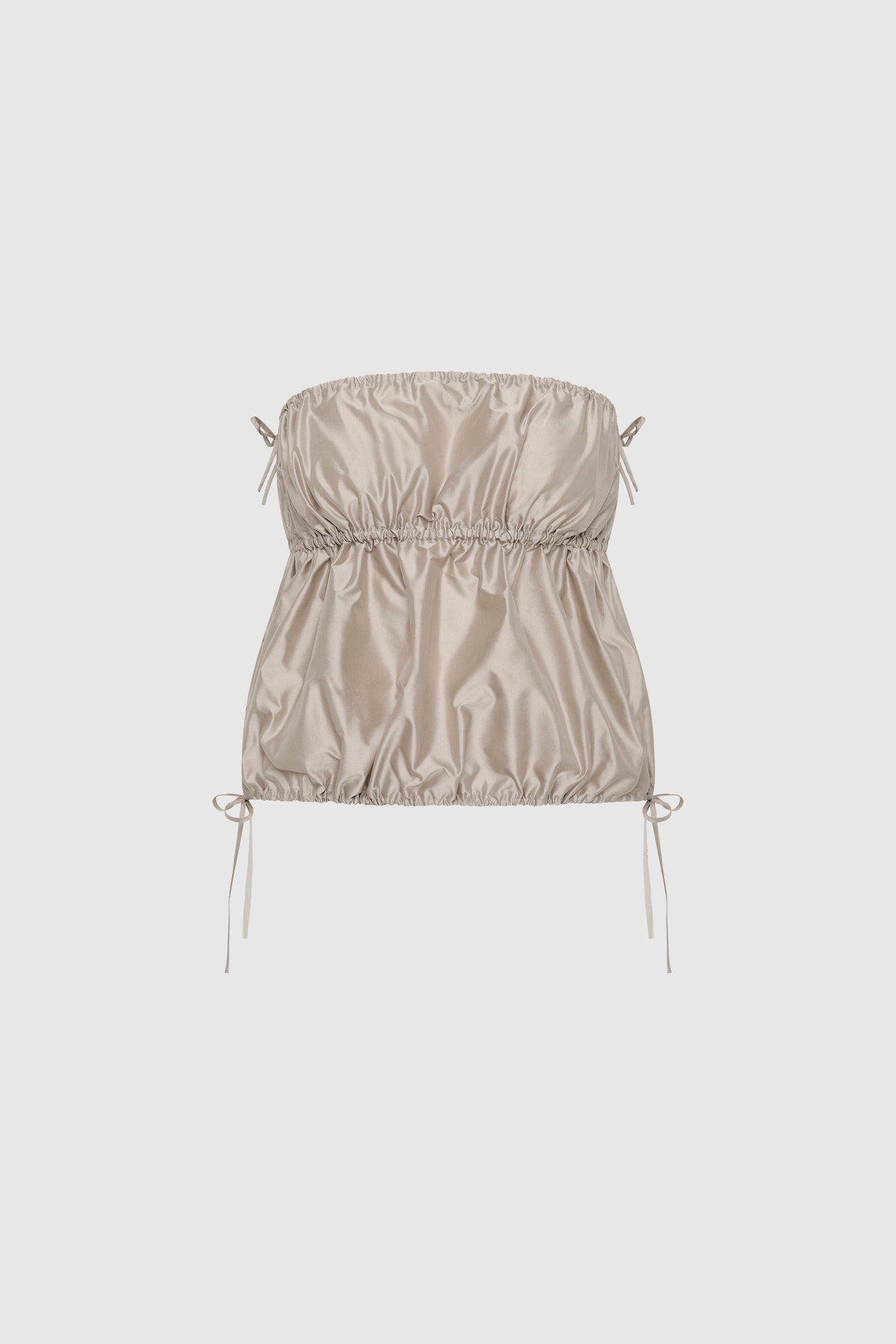 Paper Taffeta Strapless Drawstring Top - Fog - Ghost