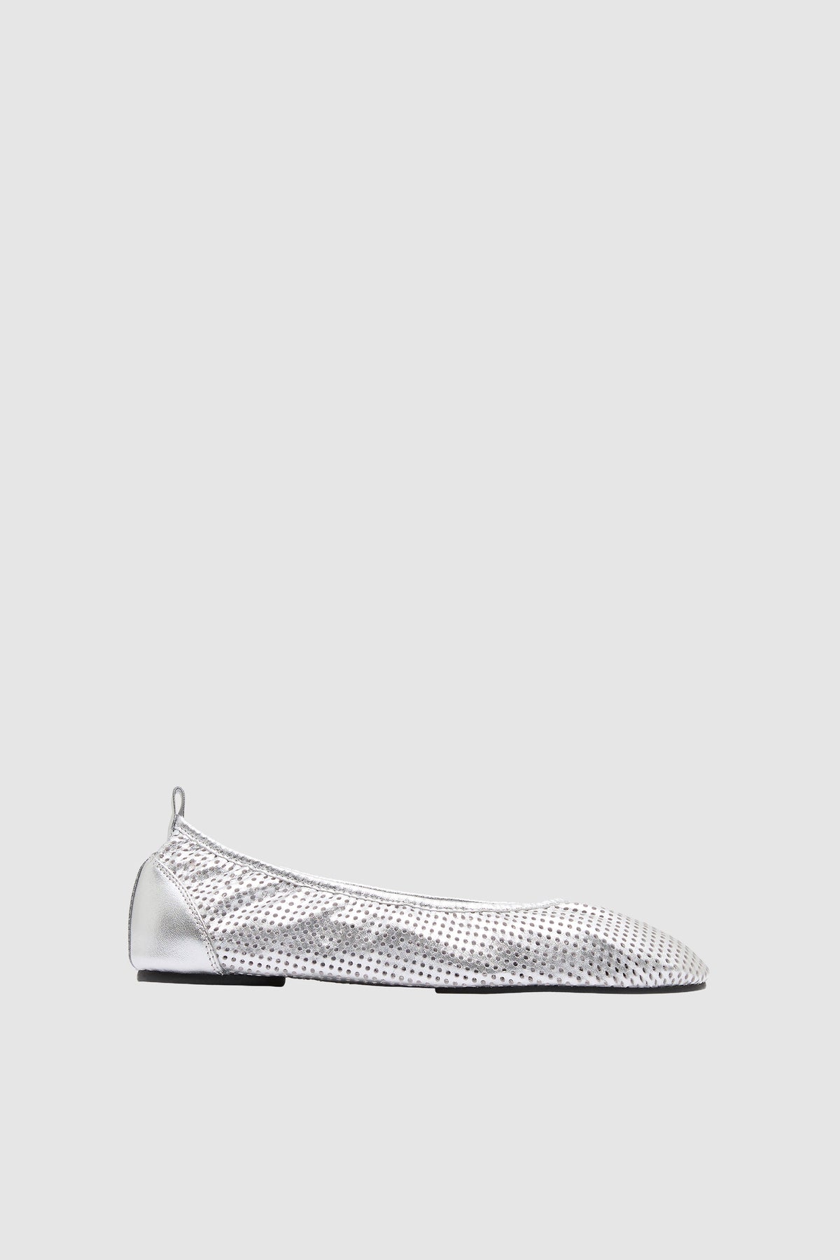 Minimal Perforated Ballet Flat - Silver