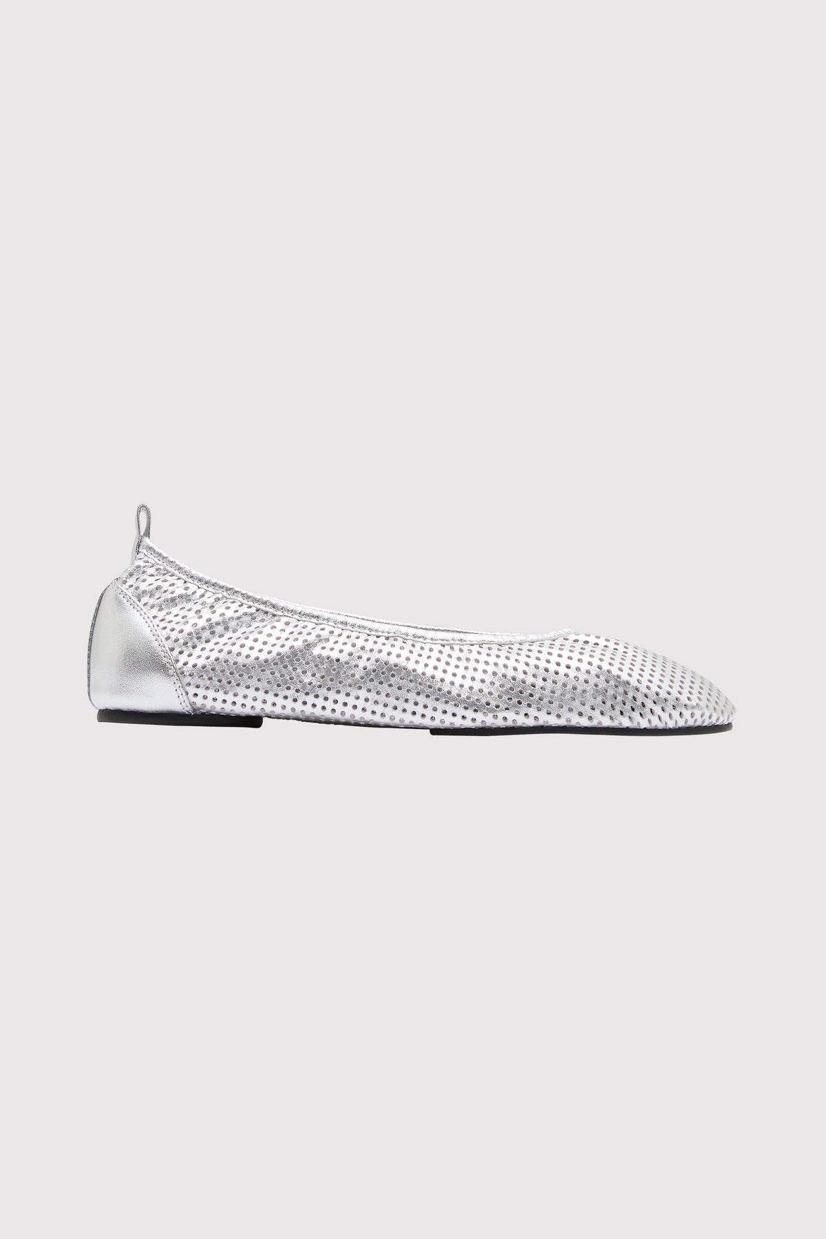 Minimal Perforated Ballet Flat - Silver