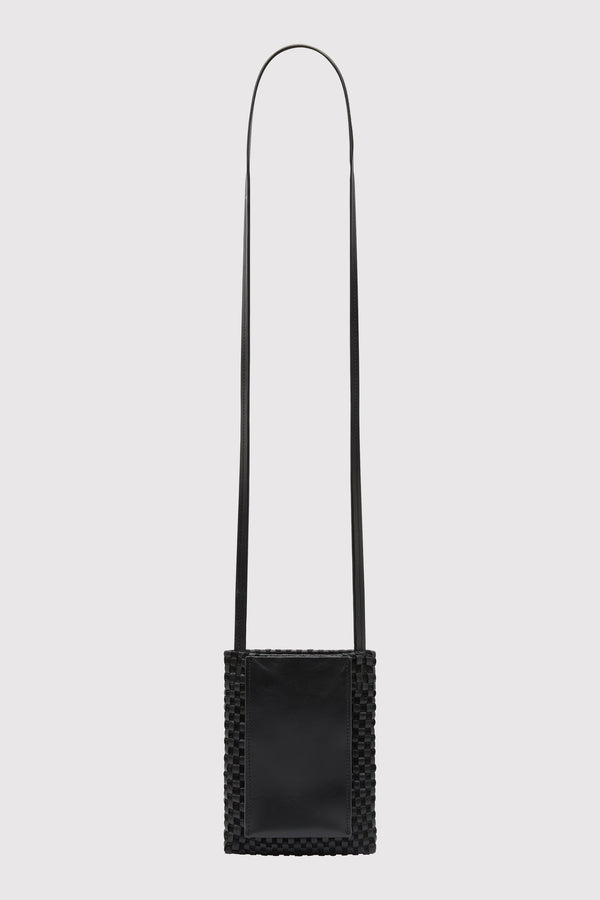 Lattice Contrast Sling Pouch - Black