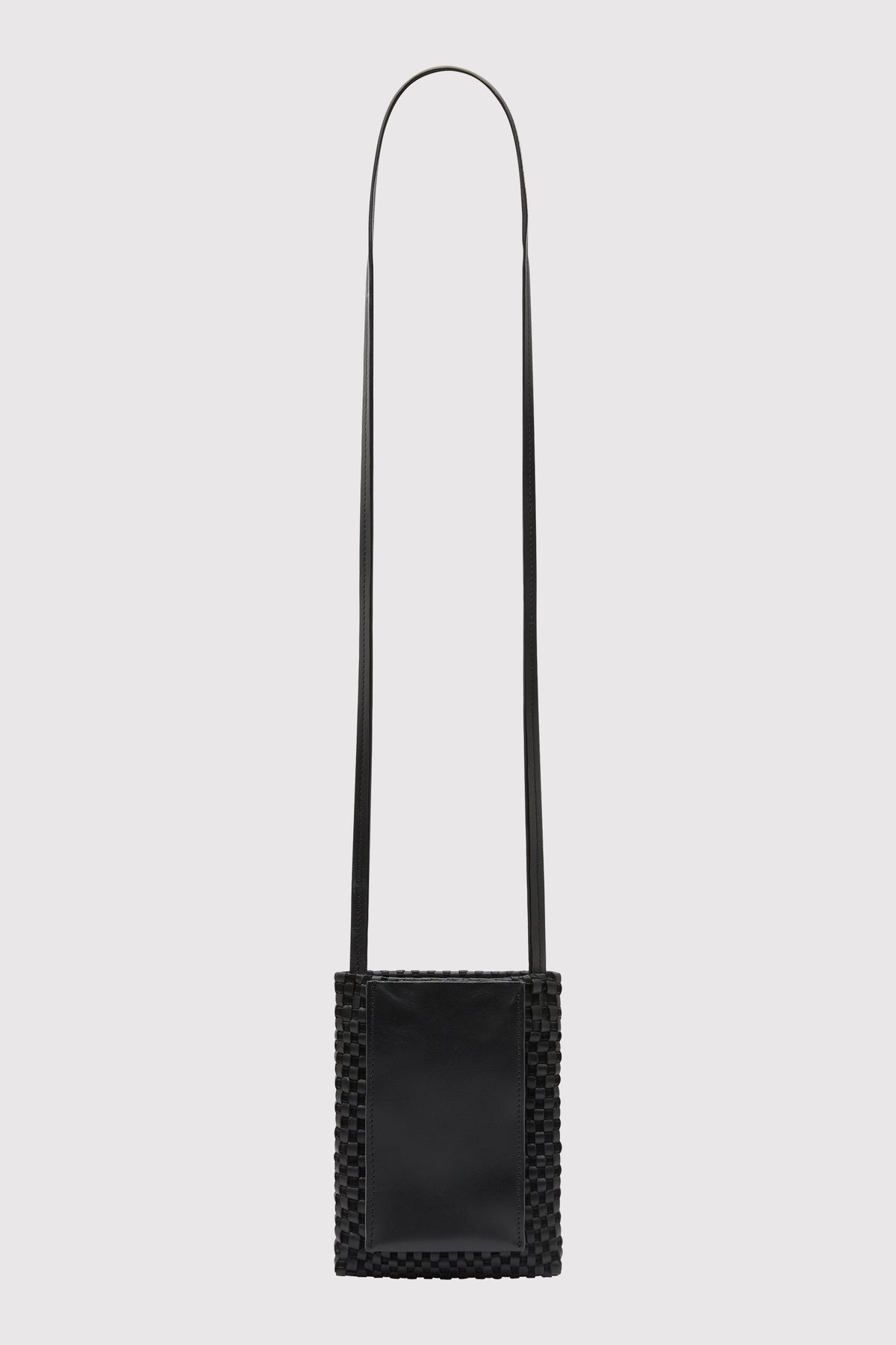 Lattice Contrast Sling Pouch - Black
