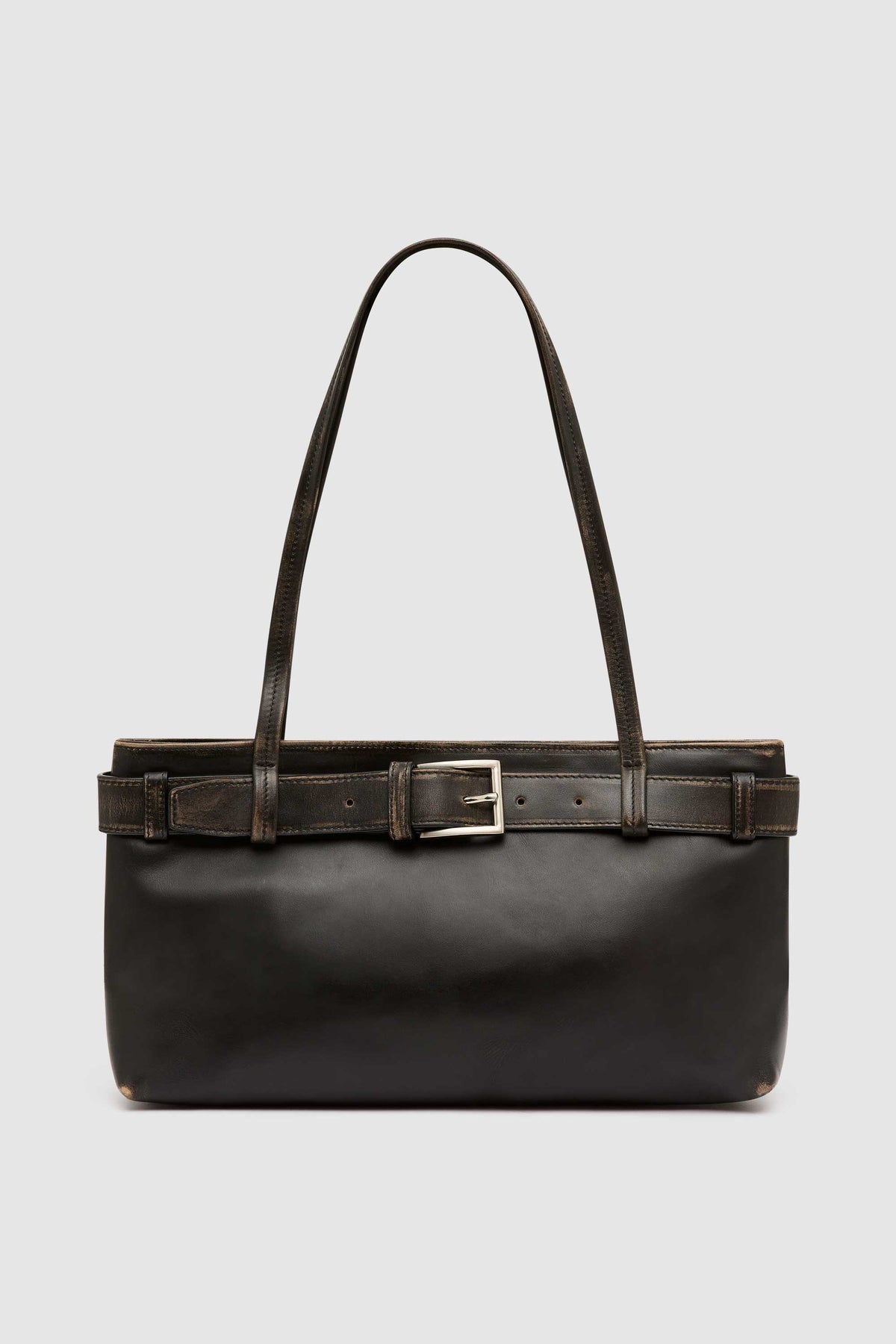 PRE-ORDER: Brushed Belt Detail Baguette - Black