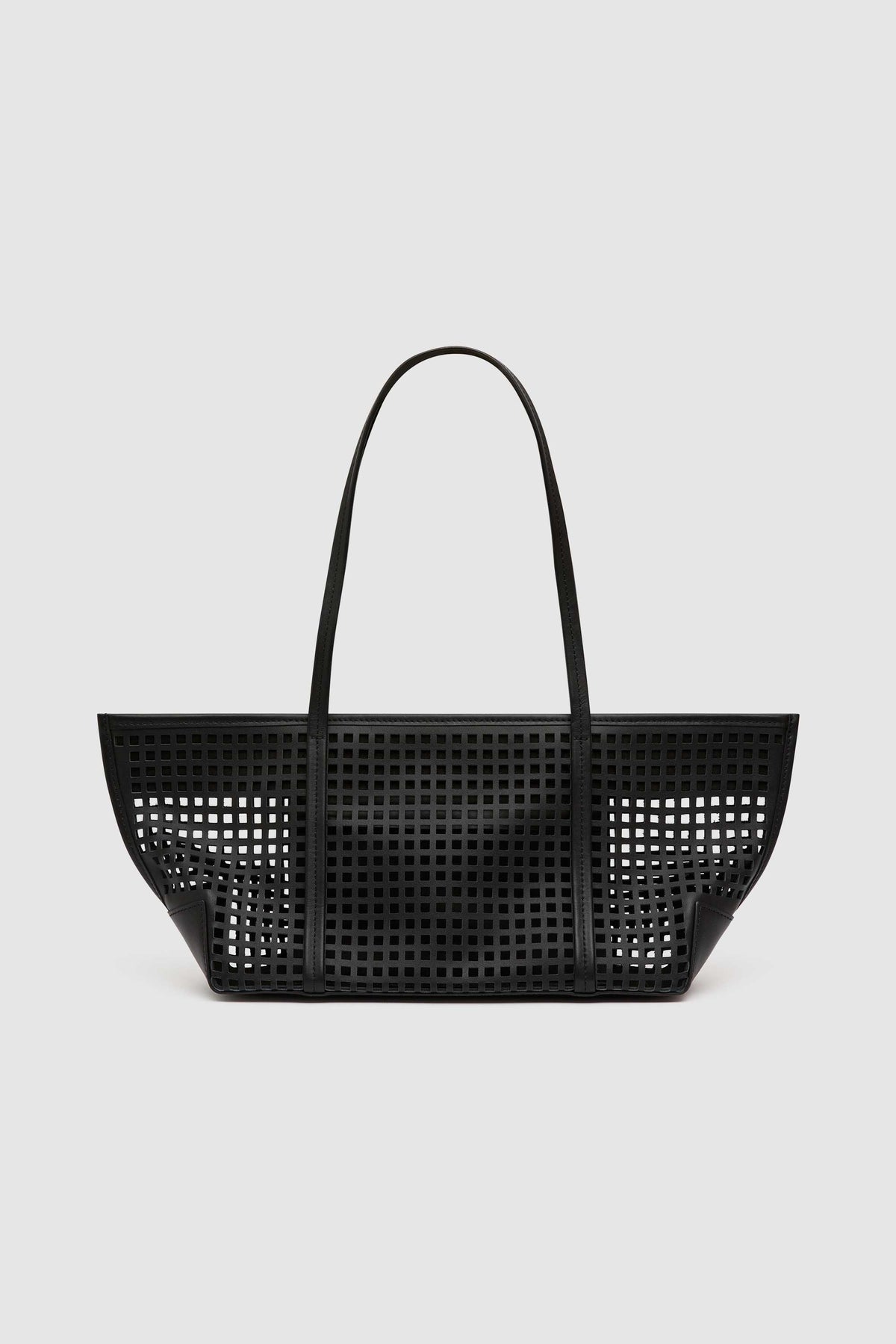 Perforated Slim Bateau Tote - Black