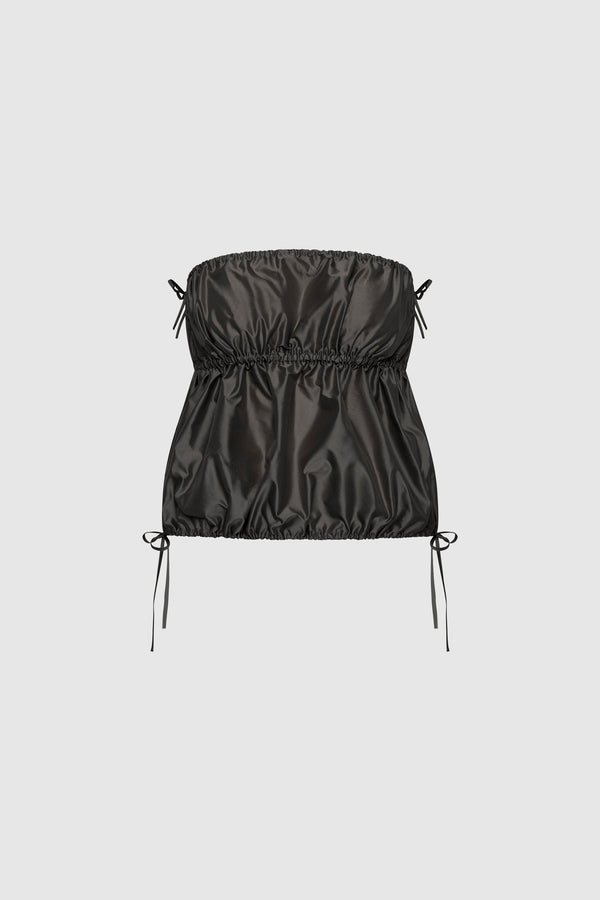Paper Taffeta Strapless Drawstring Top - Dark Vetiver