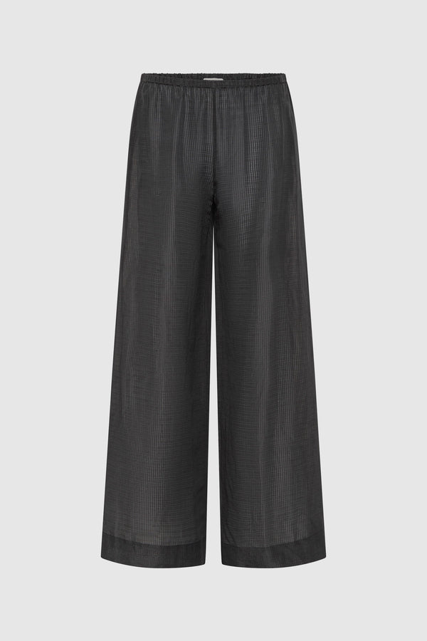 Woven Check Relaxed Pants - Iron Glaze