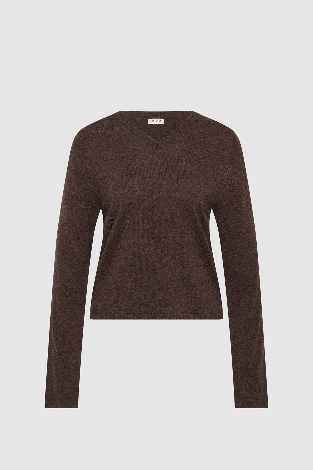 Fine Merino V Neck Sweater - Mulch