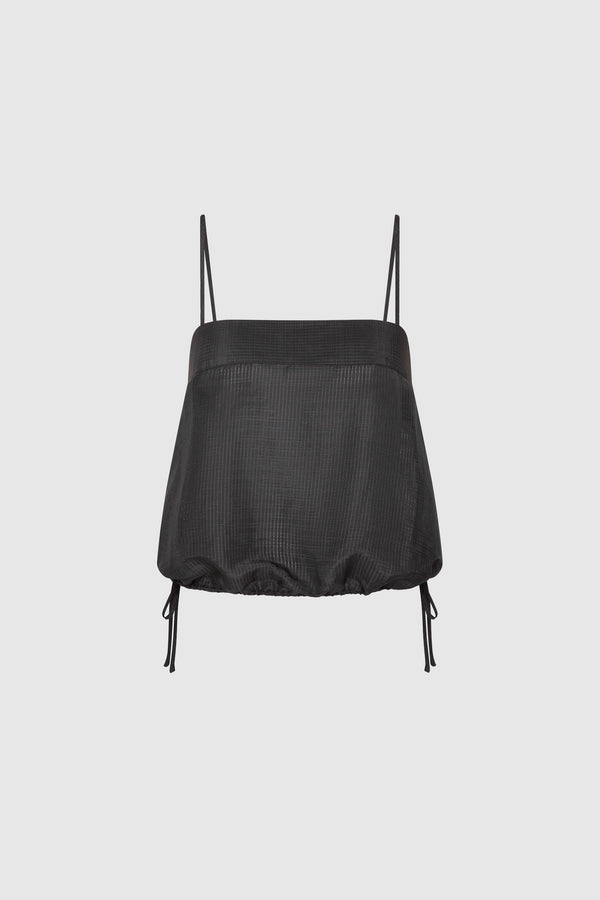 Woven Check Drawstring Cami - Iron Glaze