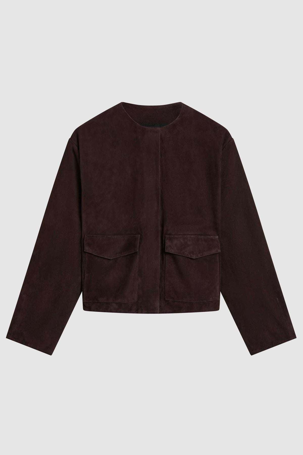 Suede Utility Cocoon Bomber - Coffee