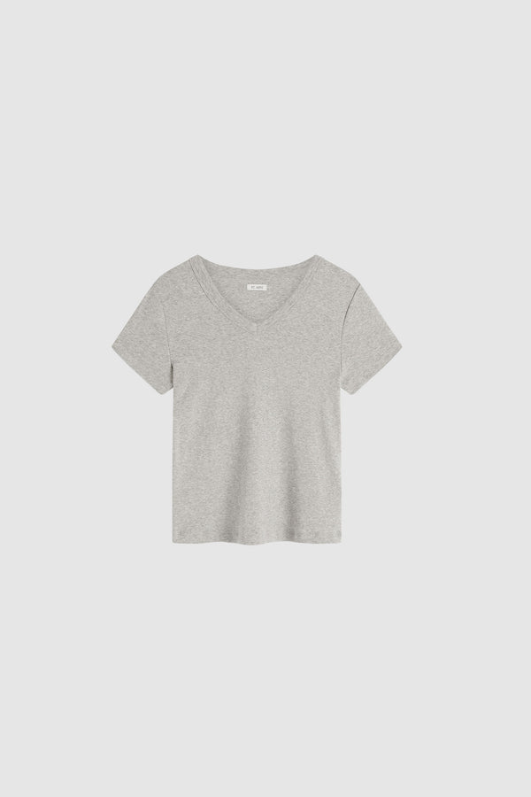 Organic Cotton V Neck Tee - Grey Marle