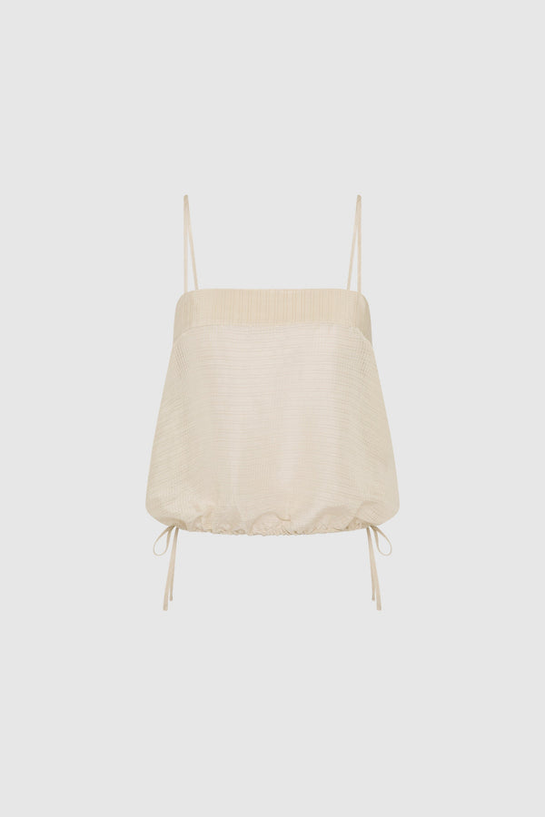 Woven Check Drawstring Cami - Soft Ash
