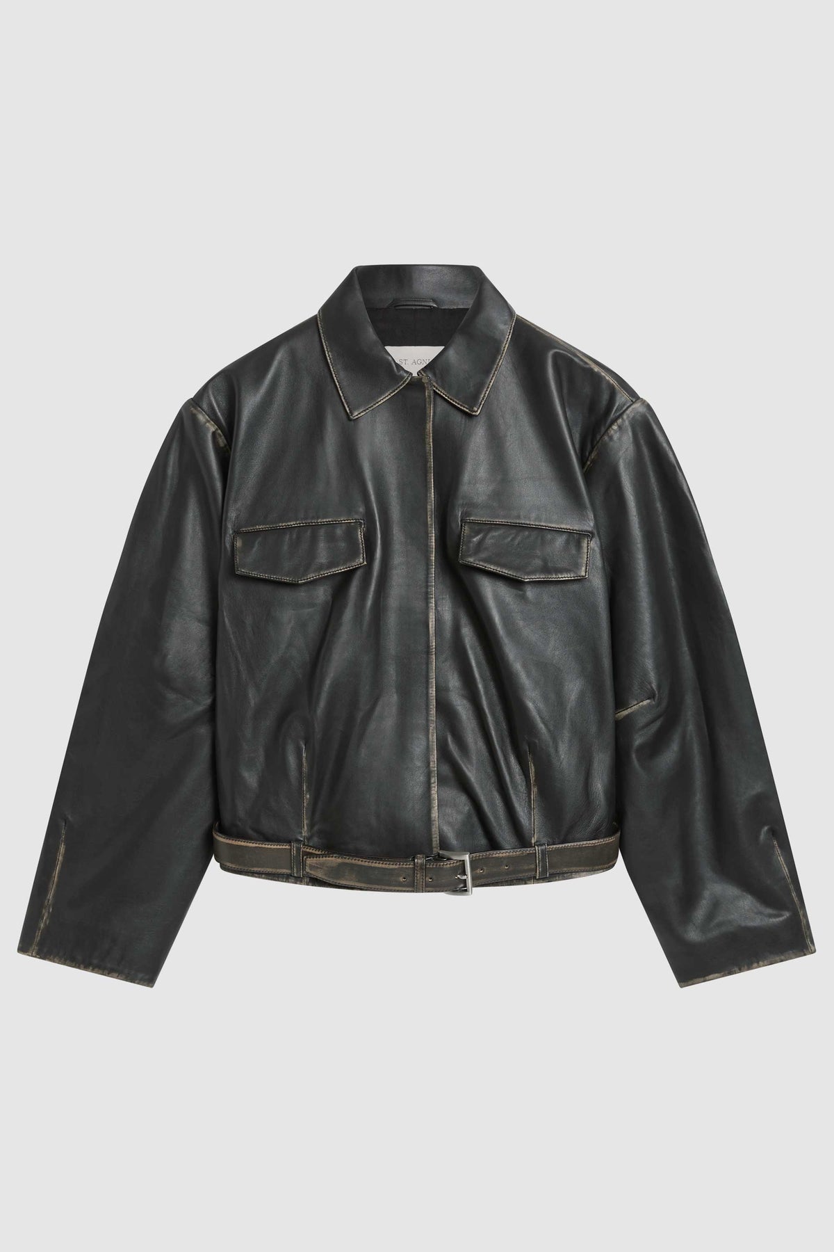 PRE-ORDER: Brushed Leather Belted Jacket - Black