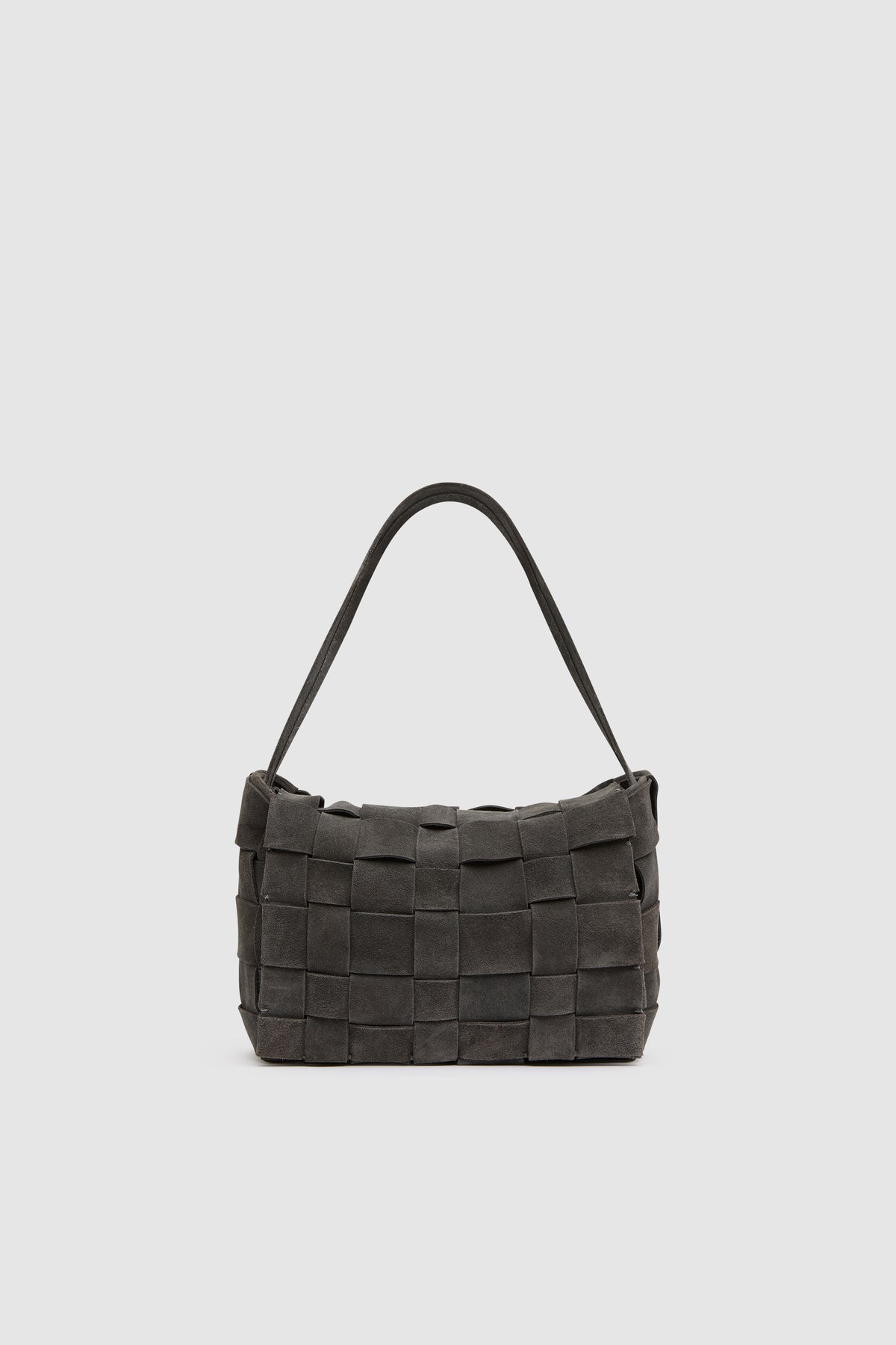 Suede Woven Envelope Mini Tote - Steel