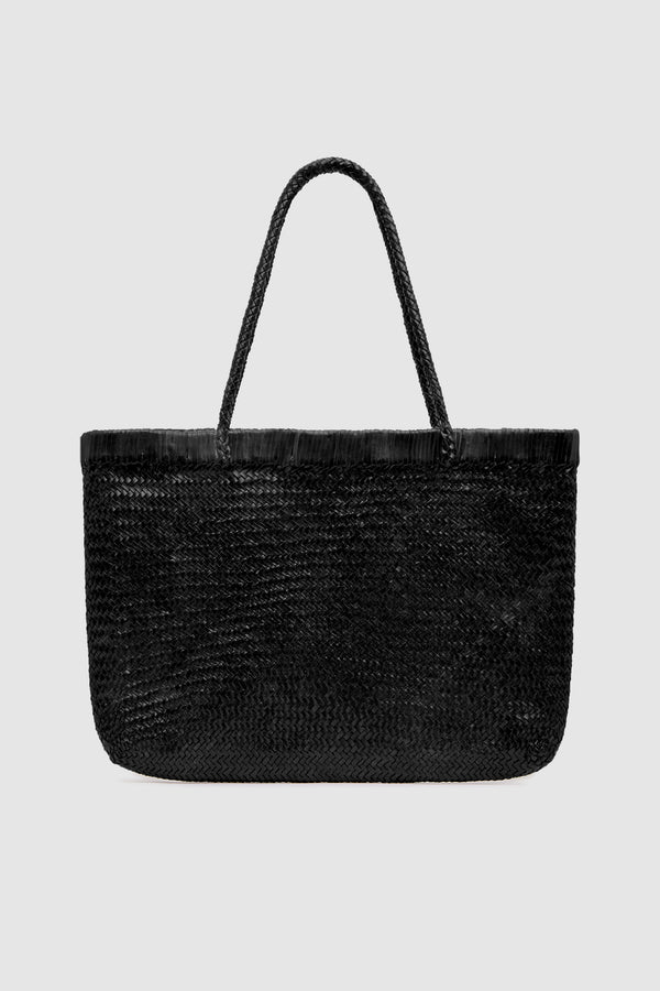 PRE-ORDER: Wide Bagu Woven Tote - Black