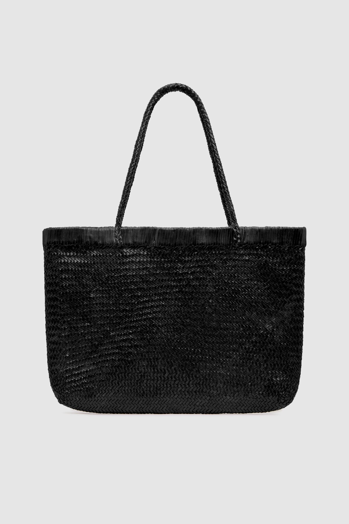 Wide Bagu Woven Tote - Black