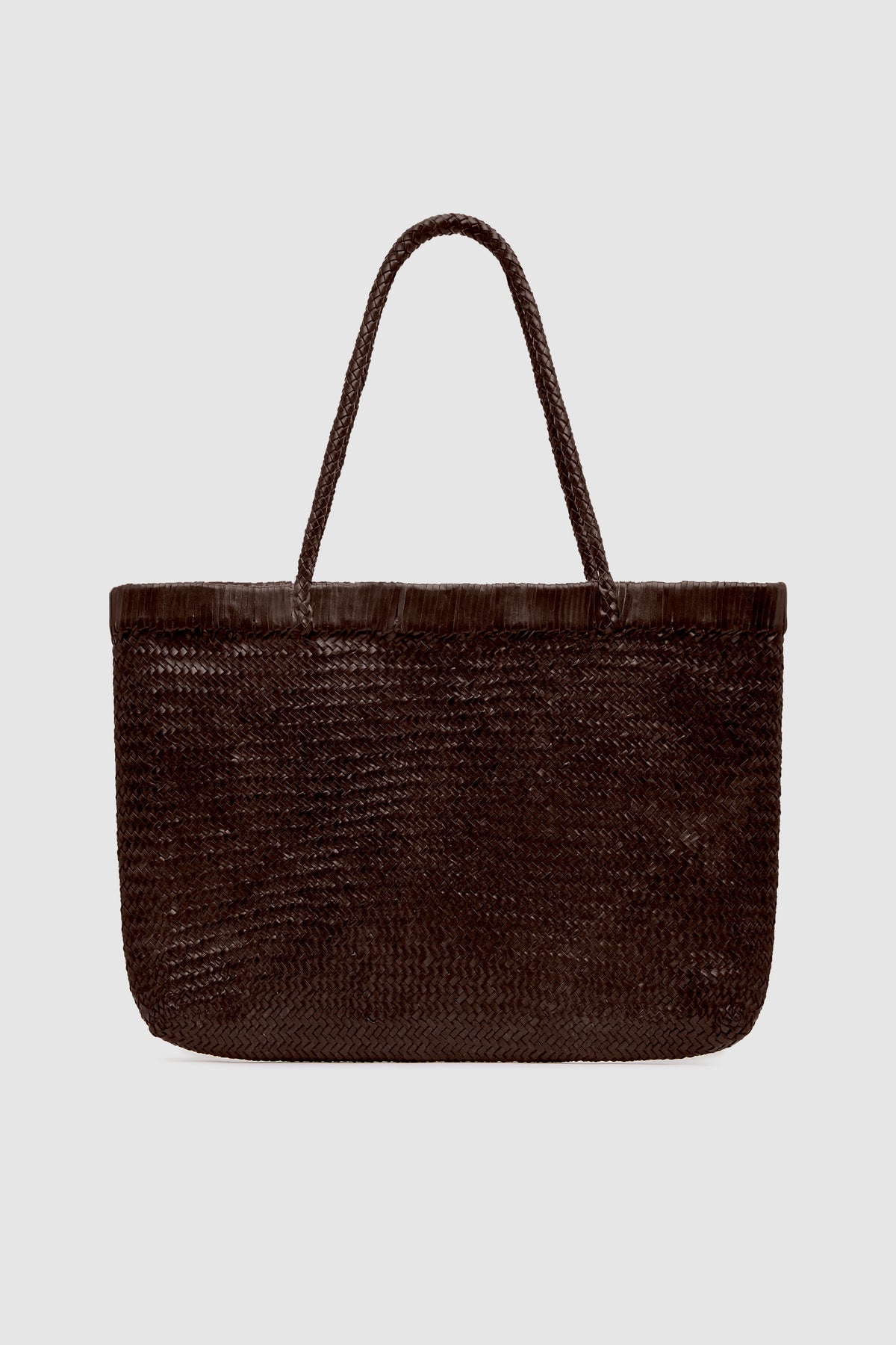 Wide Bagu Woven Tote - Chocolate