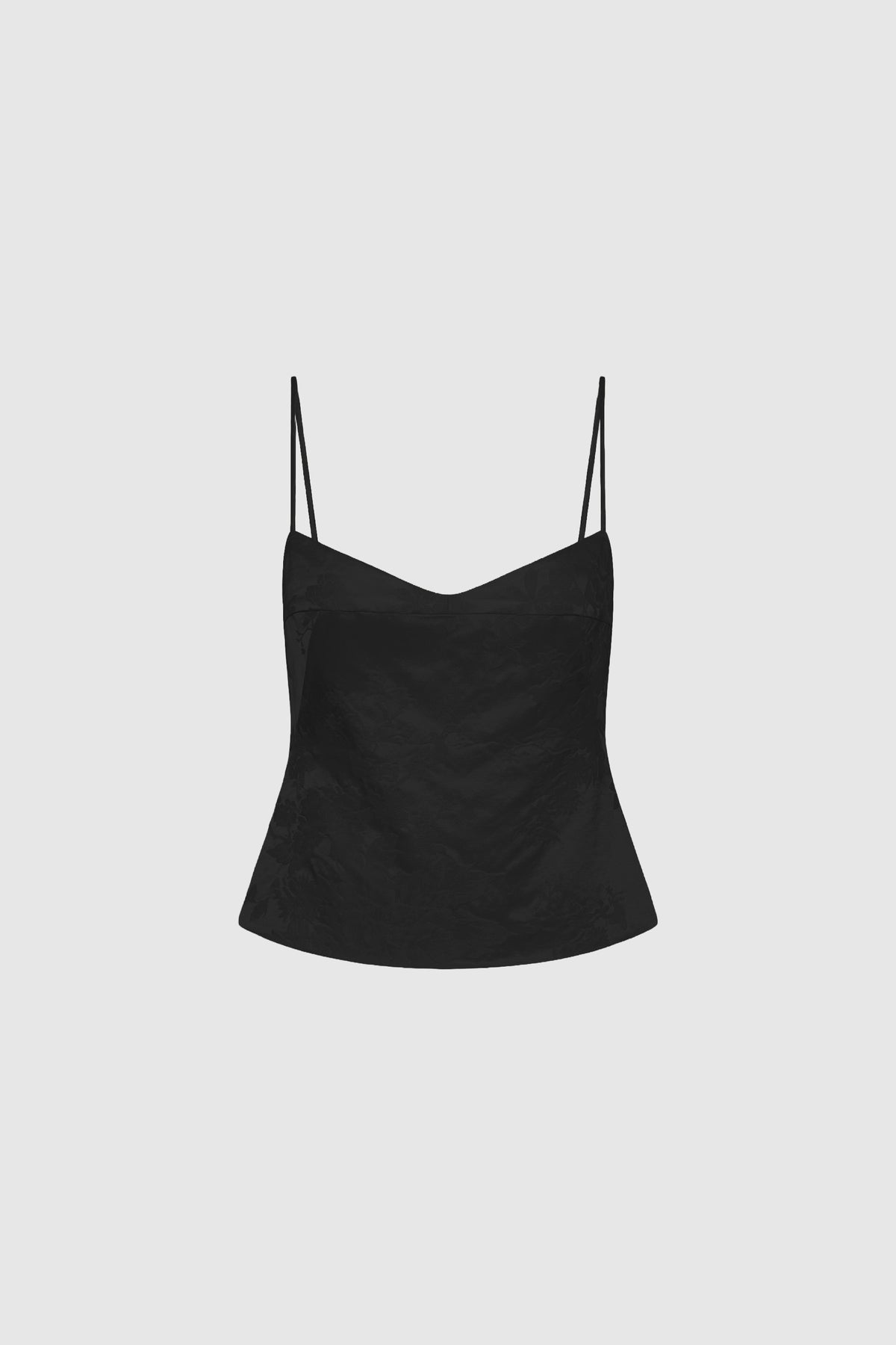 Silk Wool Jacquard Cami - Black