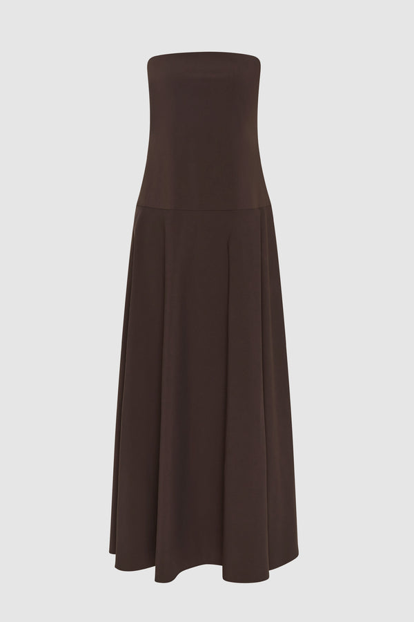 Strapless Rouleau Dress - Bark
