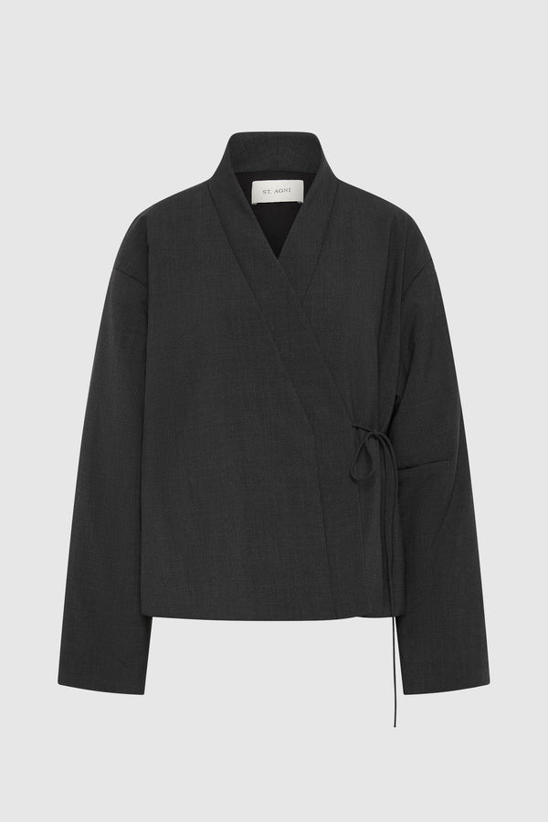 Pillow Wool Wrap Jacket - Dark Graphite