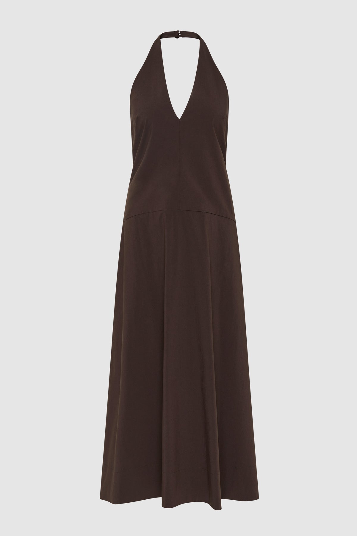 Halter Plunge Dress - Bark