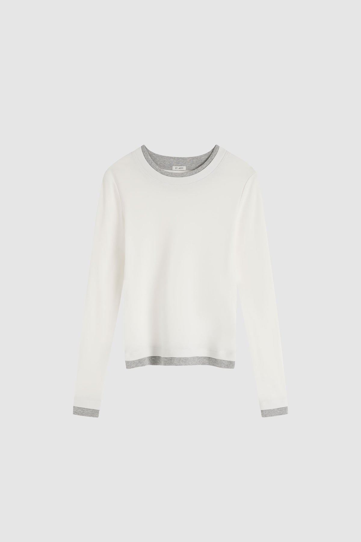 Organic Cotton Layered Long Sleeve Top - White