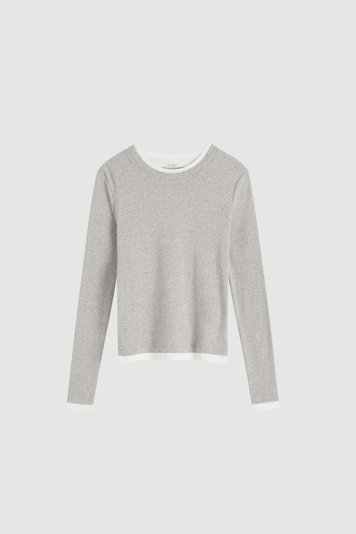 Organic Cotton Layered Long Sleeve Top - Grey Marle