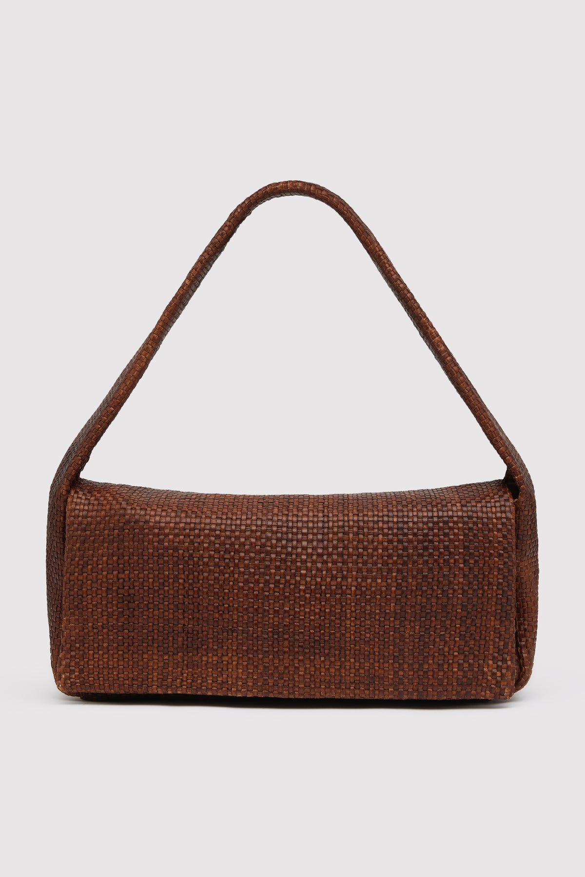 Woven Slim Satchel - Chestnut