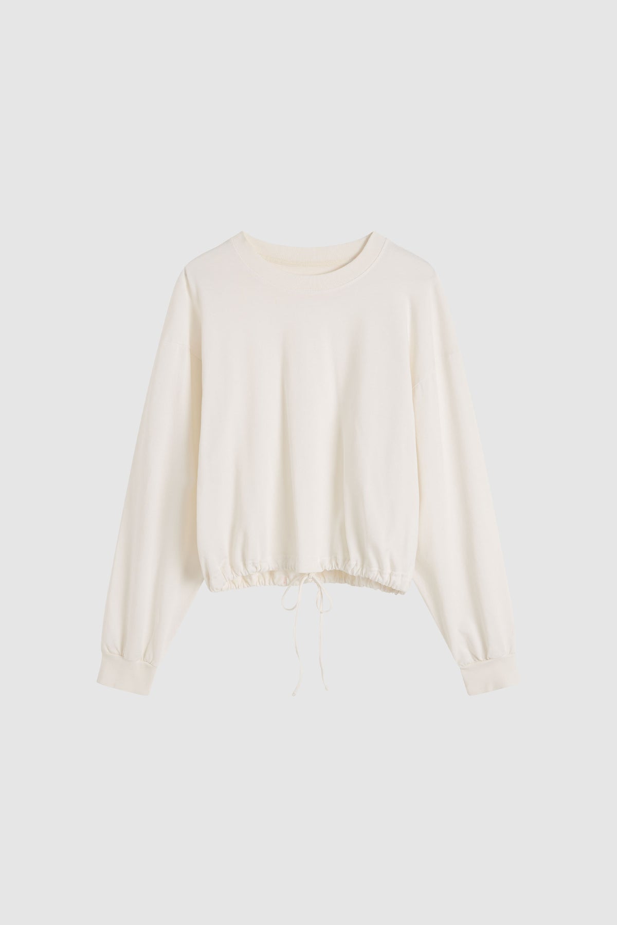 Drawstring Long Sleeve Top - Off White